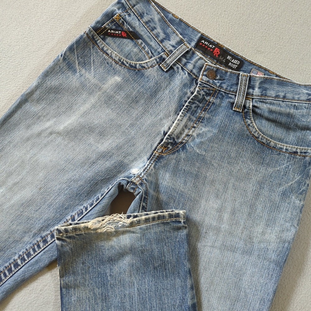Ariat M4 Relaxed Boot Jeans Mens 33x36 Blue Flame Resistant Workcore Thrashed